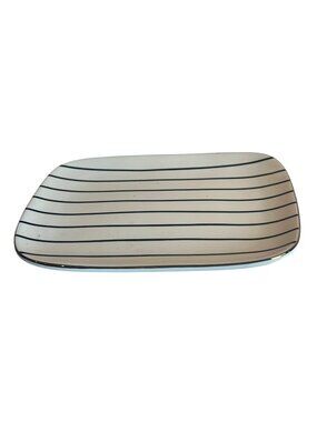 Thyme & Table Black Striped Rectangular Stoneware Plate Microwave & Dishwasher